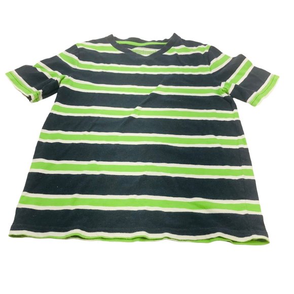 Urban Pipeline Boy's Size Medium Pull Over Short Sleeve Shirt Blue, Green Stripe - Picture 1 of 9